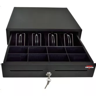 Sertar numerar Virtuos S-410C - cu cablu, dosar 4/8, 9-24V, negru