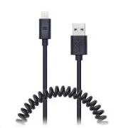 Cablu flexibil spiralat USB CONNECT IT Wirez Apple Lightning, 1,2 m, negru