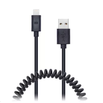 Cablu flexibil spiralat USB CONNECT IT Wirez Apple Lightning, 1,2 m, negru