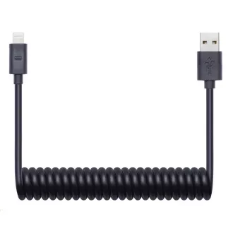 Cablu flexibil spiralat USB CONNECT IT Wirez Apple Lightning, 1,2 m, negru