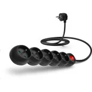 Cablu prelungitor CONNECT IT 230 V, 5 prize, 2 m, cu întrerupător (negru)