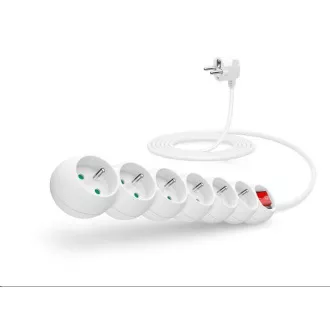 Cablu prelungitor CONNECT IT 230 V, 6 prize, 3 m, cu întrerupător (alb)