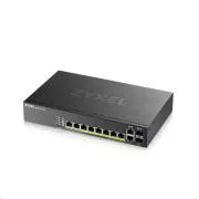 Zyxel GS2220-10HP 10 porturi L2 Managed Gigabit PoE Switch, 8x Gigabit RJ45, 2x Gigabit RJ45/SFP, PoE 180 W
