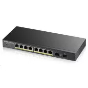 Zyxel GS1900-10HP v2 Comutator Desktop Gigabit Web Smart PoE cu 10 porturi, 8x Gigabit PoE RJ45, 2x SFP, 70W PoE budget, fără ventilator