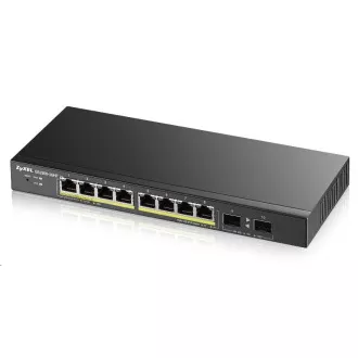 Zyxel GS1900-10HP v2 Comutator Desktop Gigabit Web Smart PoE cu 10 porturi, 8x Gigabit PoE RJ45, 2x SFP, 70W PoE budget, fără ventilator