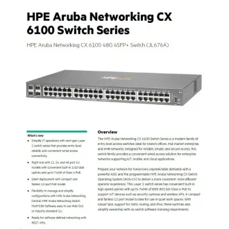 Comutator HPE Aruba Networking CX6100 48G 4SFP+ REÎNNOIT JL676A