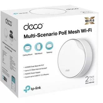TP-Link Deco X50-PoE (pachet de 3) WiFi6 Mesh (AX3000, 2,4GHz/5GHz, 1x2, 5GbELAN/WAN, 1xGbELAN/WAN, 1xPoE)