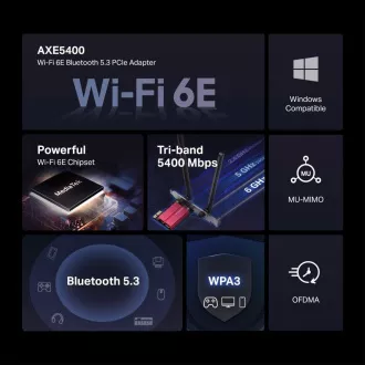Adaptor PCIe MERCUSYS MA86XE WiFi6E (AXE5400, 2,4GHz/5GHz/6GHz, Bluetooth5.3)