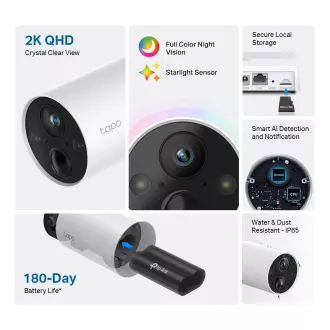 Cameră de exterior TP-Link Tapo C420 (4MP, 2K QHD, 1440p, IR 15m, WiFi, IP65)