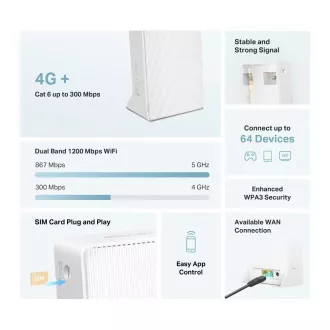Router Mercusys MB230-4G WiFi5 (AC1200, 4G LTE Cat6, 2,4GHz/5GHz, 1xGbE LAN/WAN, 1xGbE LAN, 1xnanoSIM)