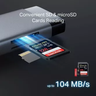 Hub USB-C TP-Link UH9120C 9 în 1 (3xUSB 3.2Gen1, 1xUSB-C 3.2Gen1, 1xGbE, 1xHDMI, 1xSD, 1xmicroSD, PD 100W)
