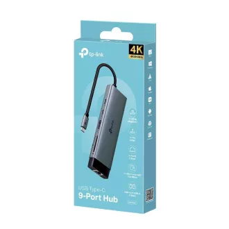 Hub USB-C TP-Link UH9120C 9 în 1 (3xUSB 3.2Gen1, 1xUSB-C 3.2Gen1, 1xGbE, 1xHDMI, 1xSD, 1xmicroSD, PD 100W)