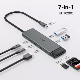 Hub USB-C TP-Link UH7020C 7 în 1 (2x USB 3.2 Gen 1, 1xUSB-C 3.2 Gen 1, 1xHDMI, 1xSD, 1xmicroSD, PD 100W)