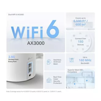 TP-Link Deco X50 Pro (pachet de 3) WiFi6 Mesh (AX3000, 2.4GHz/5GHz, 2x2, 5GbELAN/WAN)