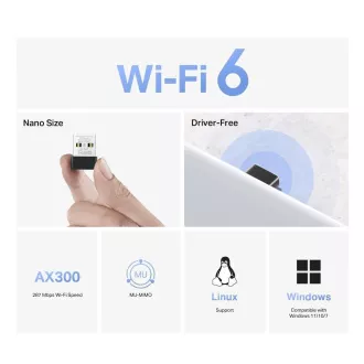 Adaptor nano USB MERCUSYS MA14N WiFi6 (AX300, 2.4GHz, USB2.0)