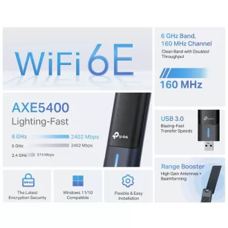 Adaptor USB TP-Link Archer TXE70UH WiFi6E (AXE5400, 2.4GHz/5GHz/6GHz)