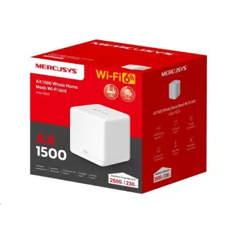 MERCUSYS Halo H60X (pachet de 1) WiFi6 Mesh (AX1500, 2.4GHz/5GHz, 3xGbELAN/WAN (1 unitate XR)