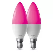 Bec LED inteligent WiFi TP-Link Tapo L430C (pachet de 2) cu intensitate reglabilă (color, 2500K-6500K, 470lm, 2.4GHz, E14)