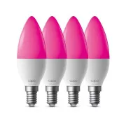Bec LED inteligent WiFi TP-Link Tapo L430C (pachet de 4) cu intensitate reglabilă (color, 2500K-6500K, 470lm, 2.4GHz, E14)