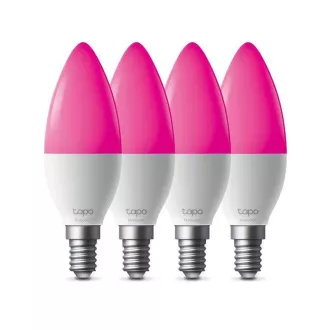 Bec LED inteligent WiFi TP-Link Tapo L430C (pachet de 4) cu intensitate reglabilă (color, 2500K-6500K, 470lm, 2.4GHz, E14)