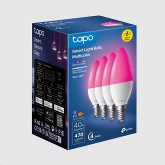 Bec LED inteligent WiFi TP-Link Tapo L430C (pachet de 4) cu intensitate reglabilă (color, 2500K-6500K, 470lm, 2.4GHz, E14)