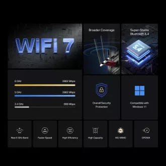 Adaptor MERCUSYS MA37BE WiFi7 PCIe (BE6500, 2.4GHz/5GHz/6GHz, Bluetooth 5.4)