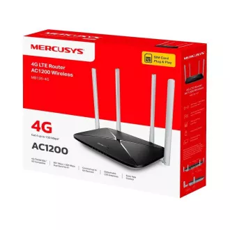 Router Mercusys MB135-4G WiFi5 (AC1200, 4G LTE, 2.4GHz/5GHz, 1x100Mb LAN/WAN, 3x100Mb LAN, 1xnanoSIM)