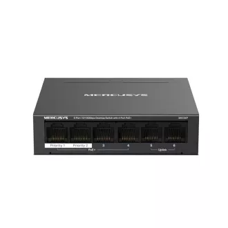 Comutator MERCUSYS MS106P (6x100Mb/s, 4xPoE+, 67W, fără ventilator)