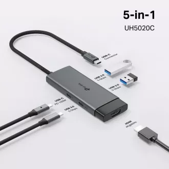 Hub USB-C TP-Link UH5020C 5 în 1 (2x USB 3.2Gen1, 2xUSB-C 3.2Gen1, 1xHDMI, PD 100W)