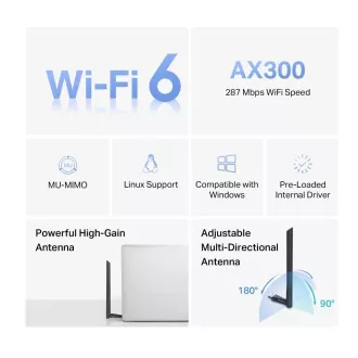 Adaptor USB MERCUSYS MA14H WiFi6 (AX300, 2.4GHz)