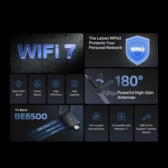 Adaptor USB MERCUSYS MA37BEH WiFi7 (AC1300, 2.4GHz/5GHz/6GHz, USB3.0)