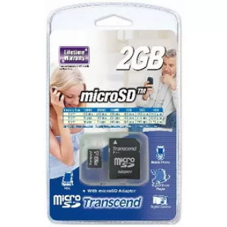 Card MicroSD TRANSCEND 2GB + adaptor