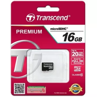 Card MicroSDHC TRANSCEND 16GB Clasa 10, fără adaptor Card MicroSDHC TRANSCEND 16GB Clasa 10, fără adaptor