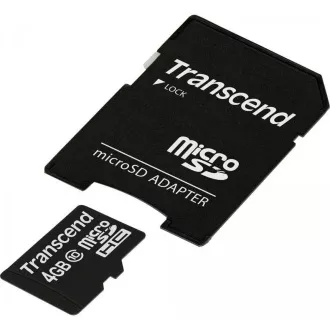 Card MicroSDHC TRANSCEND 4GB Clasa 10 + adaptor