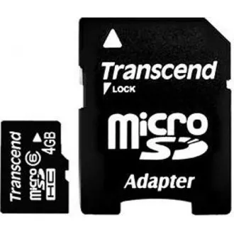Card MicroSDHC TRANSCEND 4GB Clasa 10 + adaptor