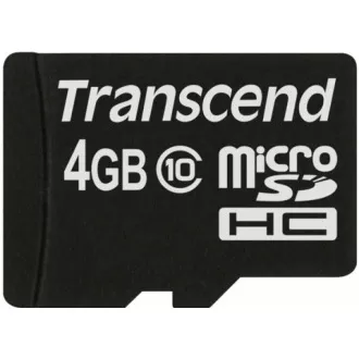 Card MicroSDHC TRANSCEND 4GB Clasa 10 + adaptor