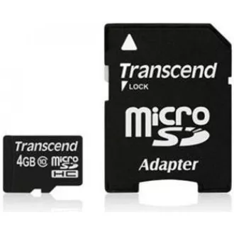 Card MicroSDHC TRANSCEND 4GB Clasa 10 + adaptor