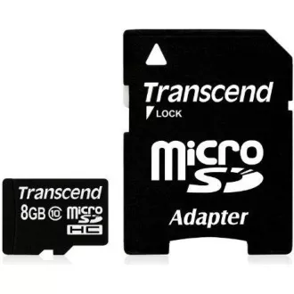 Cardul TRANSCEND MicroSDHC 8GB Adaptor clasa 10+ Cardul TRANSCEND MicroSDHC 8GB Adaptor clasa 10+