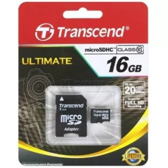 Card MicroSDHC TRANSCEND 16GB Clasa 10 + adaptor Card MicroSDHC TRANSCEND 16GB Clasa 10 + adaptor