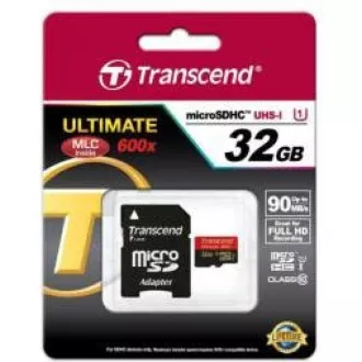 Cardul TRANSCEND MicroSDHC 32GB Adaptor clasa 10+