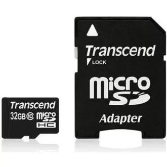 Cardul TRANSCEND MicroSDHC 32GB Adaptor clasa 10+