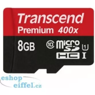 Card MicroSDHC TRANSCEND 8GB Premium, Clasa 10 UHS-I 300x, fără adaptor
