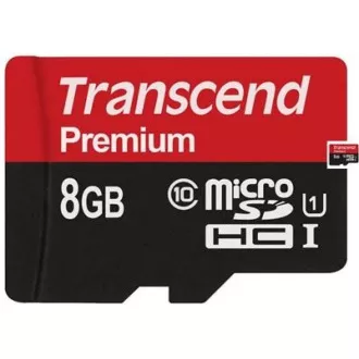 Card MicroSDHC TRANSCEND 8GB Premium, Clasa 10 UHS-I 300x, fără adaptor