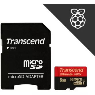 Card MicroSDHC TRANSCEND 8GB Ultimate, Clasa 10 UHS-I 600x, MLC + adaptor