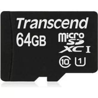 Card TRANSCEND MicroSDXC 64GB Premium, Clasa 10 UHS-I 400x (R: 85 / W: 35 MB / s) + adaptor