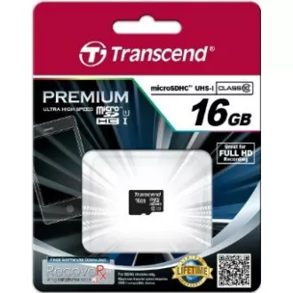 Card MicroSDHC TRANSCEND 16GB Premium, Clasa 10 UHS-I 300x, fără adaptor