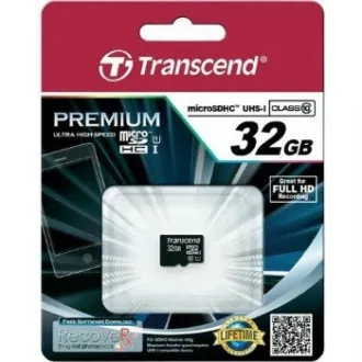 Card MicroSDHC TRANSCEND 32GB Premium, Clasa 10 UHS-I 300x, fără adaptor