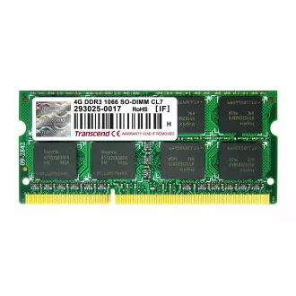 TRANSCEND SODIMM DDR3 DDR3 4GB 1066MHz 2Rx8 CL7 JetRam™ Retail