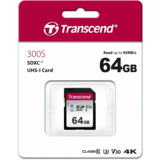 Card SDXC TRANSCEND 64GB 300S, UHS-I U3 V30 (R: 95 / W: 45 MB / s) Card SDXC TRANSCEND 64GB 300S, UHS-I U3 V30 (R: 95 / W: 45 MB / s)