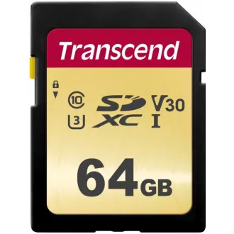 Card SDXC TRANSCEND 64GB 500S, UHS-I U3 V30 (R: 95 / W: 60 MB / s)